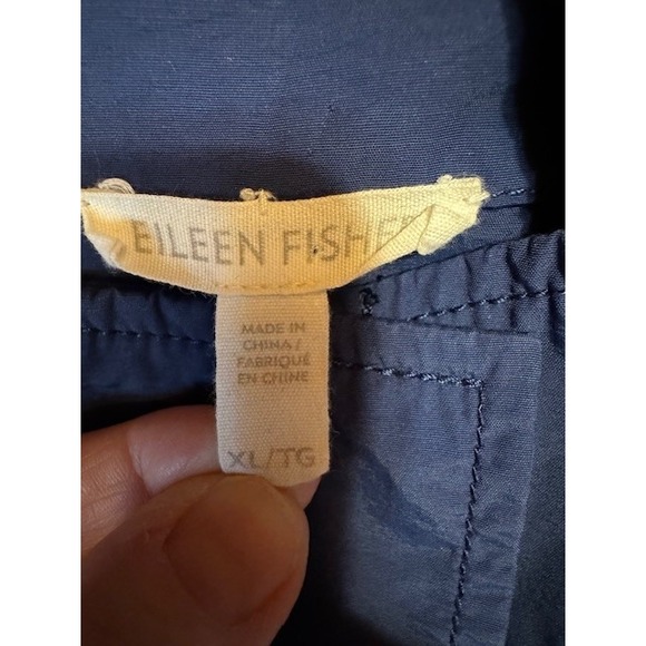 Eileen Fisher Organic Cotton Nylon Rain Jacket Blue Button Hooded Size‎ XL - Picture 3 of 13